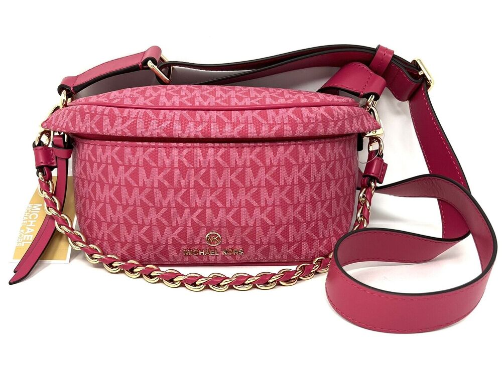 Michael Kors Slater Extra-Small Logo Sling Fanny Pack HOT PINK (RUBIN RED) NWT